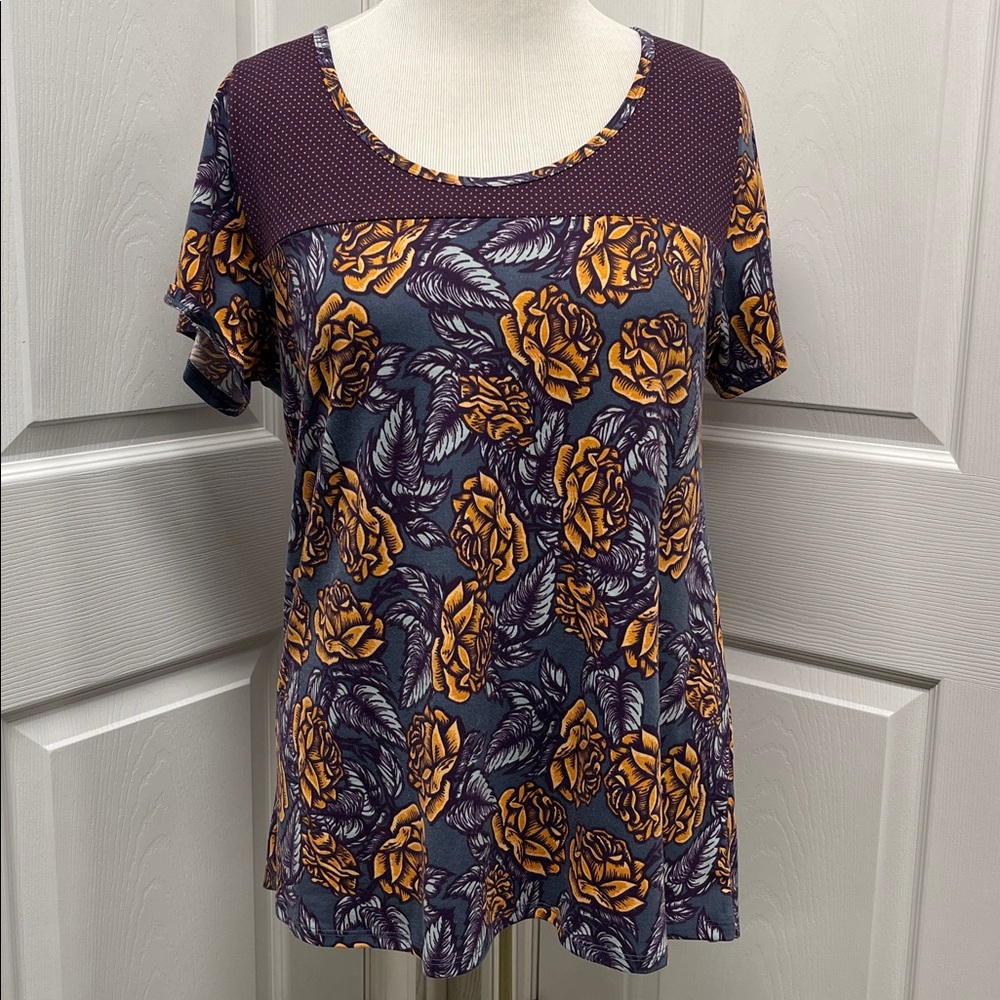 LuLaRoe Floral Polka Dot Classic T Shirt XL